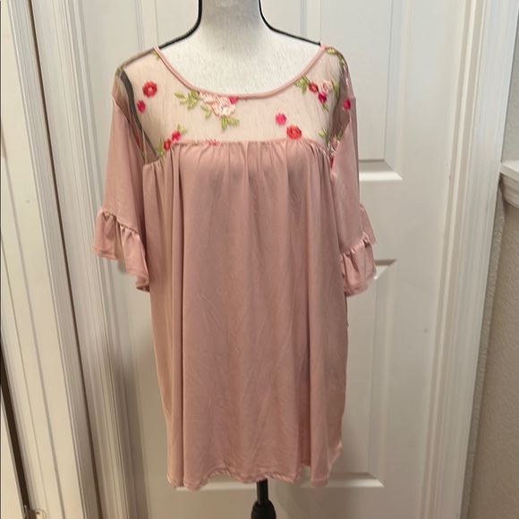 Kristen Nicole Ruffled Short Sleeve Top. Size 3X. Mauve NWT - Picture 1 of 6